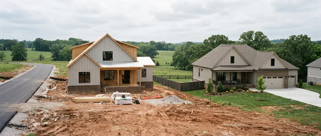 New home under construction in a growing subdivision outside Springfield, Missouri